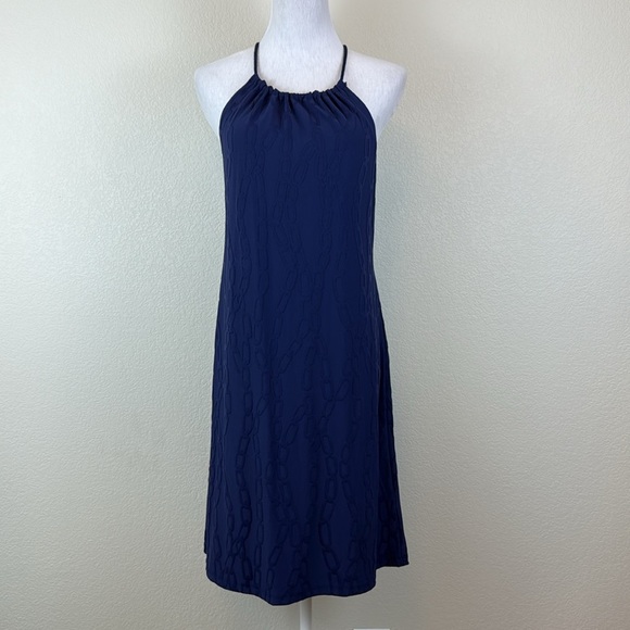 J. McLaughlin Maria Navy Blue Catalina Halter Mini Dress Size Medium - Picture 2 of 13